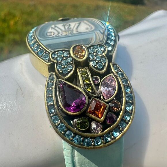 Heidi Daus Pastel Crystal Watch with Aqua Leather Strap main image 11